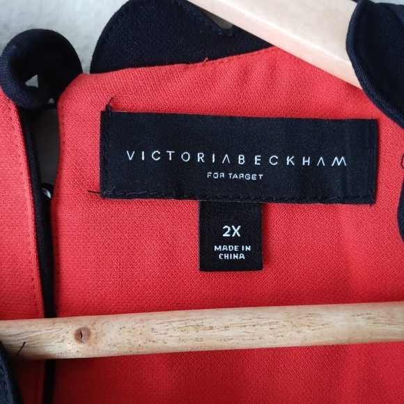 Victoria Beckham Orange & Black Drop Waist Scalloped Trim Cocktail Dress. Size2X - Picture 7 of 15